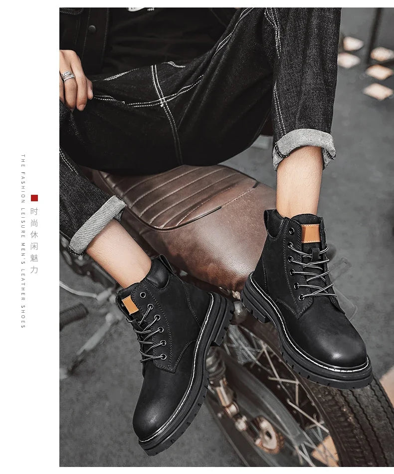 High-Quality Men’s & Women’s Lace-Up Leather High Top Boots